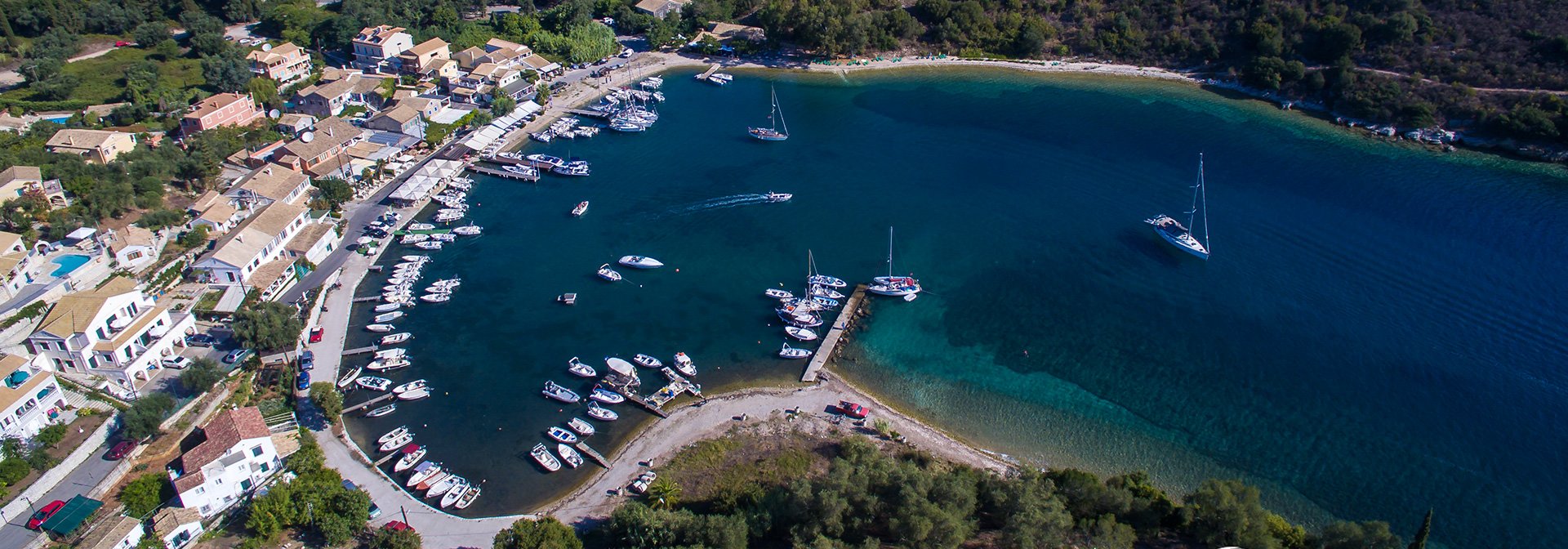 Aerial View of San Stefano North East harbour between Kassiopi and Nissaki